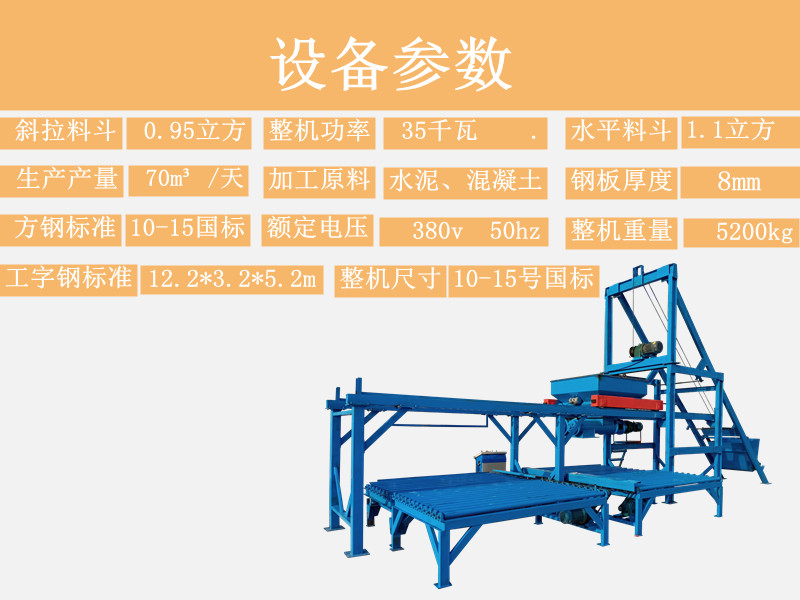 小型預制件自動生產線設備參數(shù)